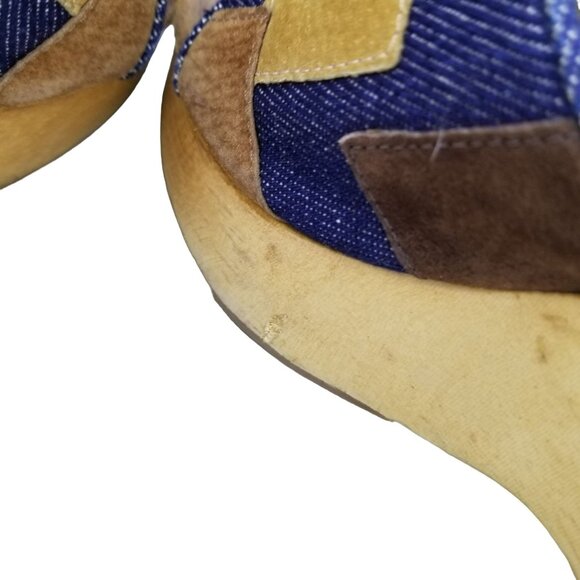 Bratz vintage Steve Madden patch work platform wedge square toe slide sandals - Picture 5 of 10